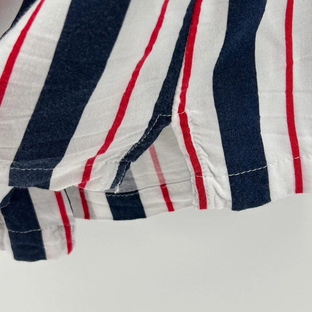 Denim & Flower Ricky Singh Short Sleeve Striped Casual Button Down L 4th of July